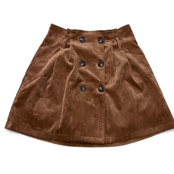 Altar'd State Dresses & Skirts - Altar'd State Brown Corduroy Pleated Mini Skirt with Buttons Women's Medium